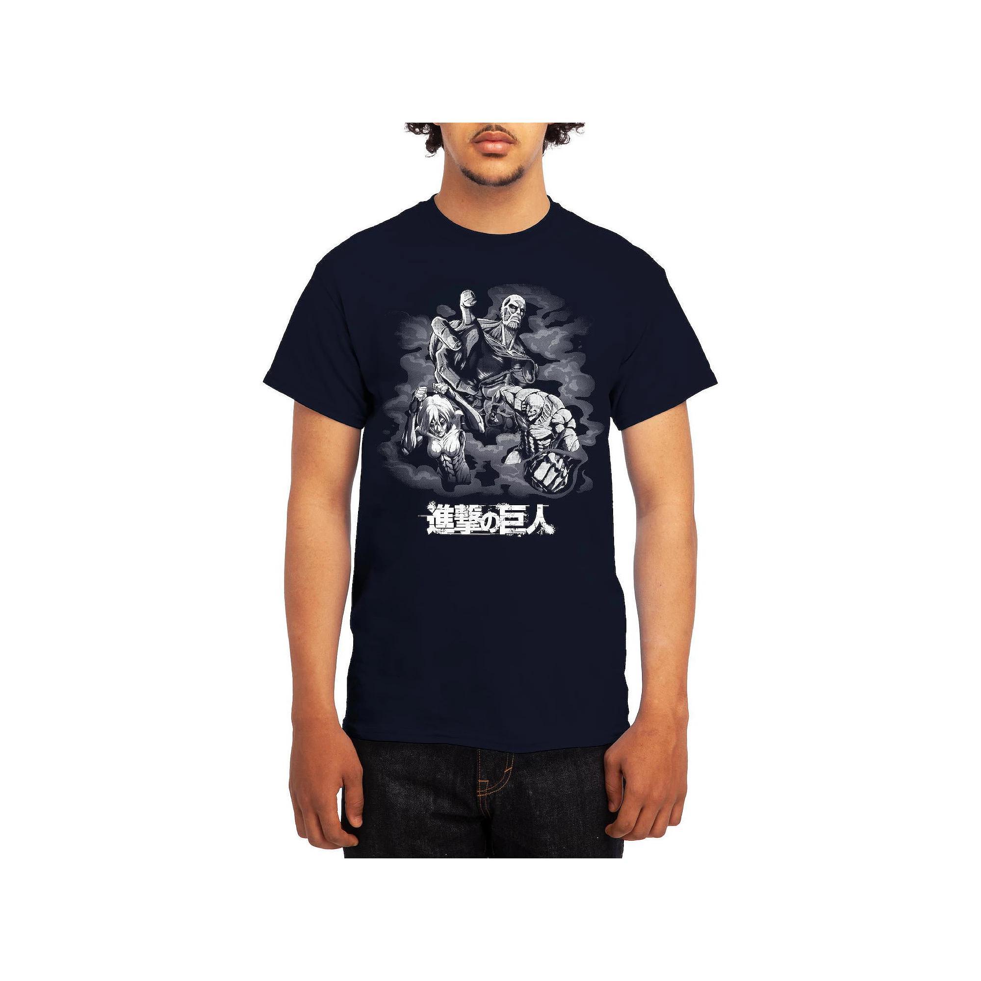 Men's Attack on Titan Three Titans Graphic Tee, Size: Medium, Grey Navy Product Image
