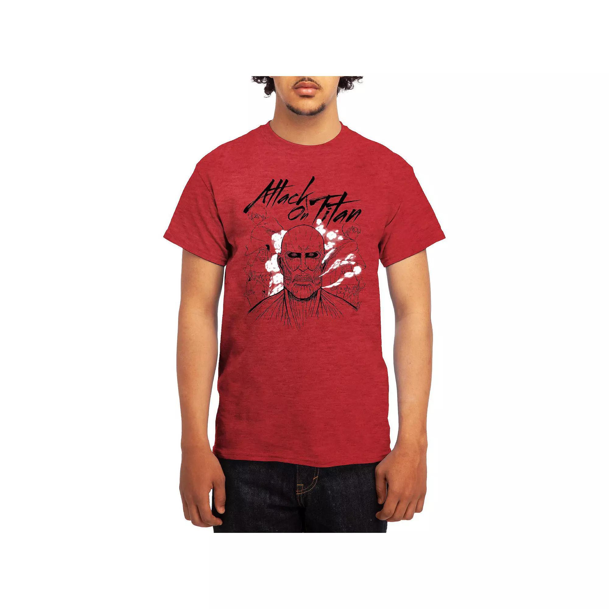 Men's Attack on Titan Alphabet Soup Graphic Tee, Size: Large, Grey Red Product Image