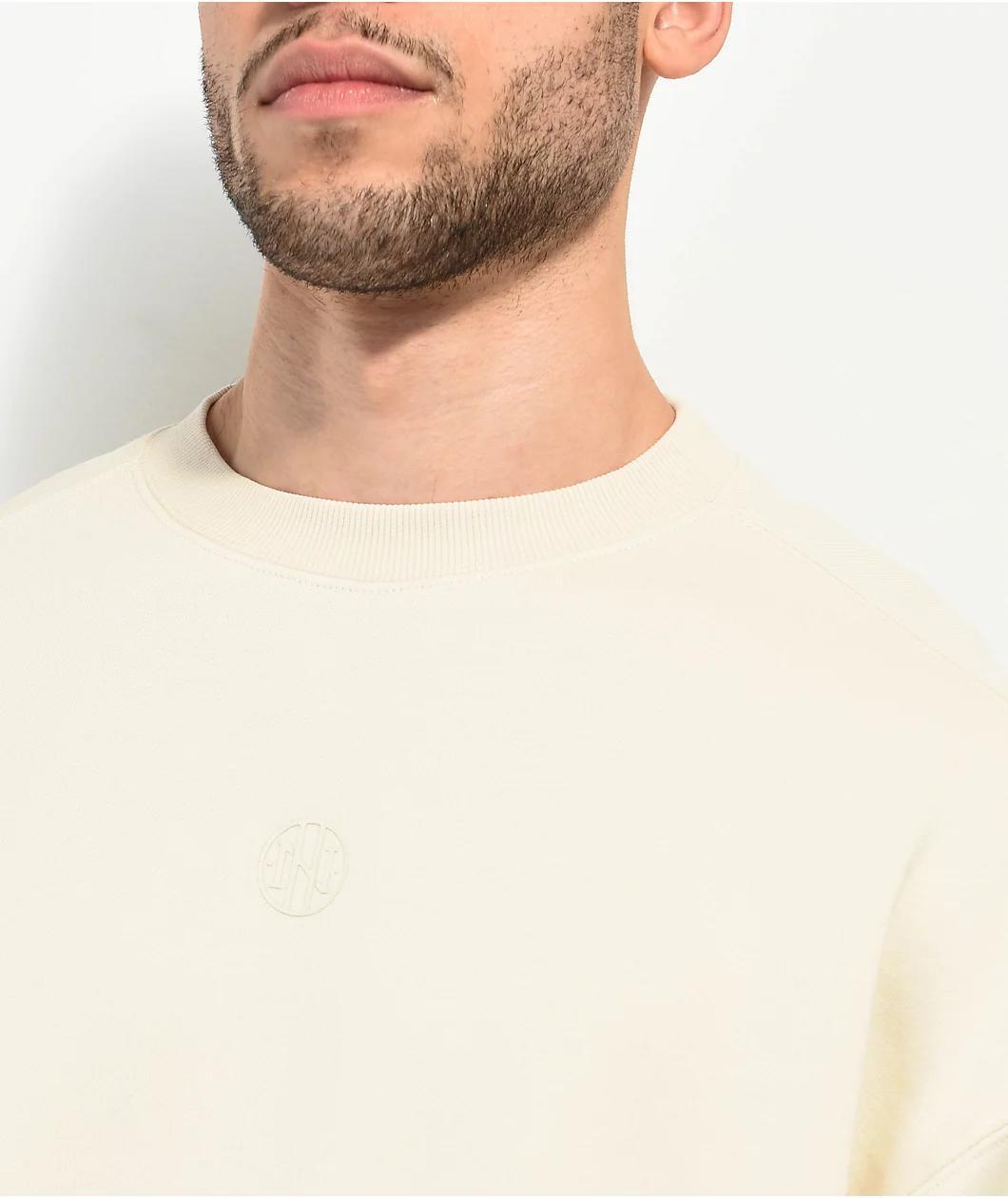 Ninth Hall Fundamentals Tan Wash Boxy Crewneck Sweatshirt Product Image