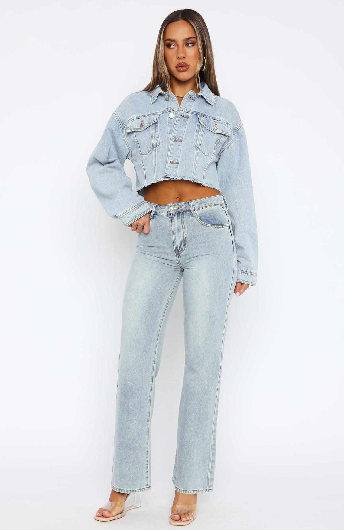 Lightspeed Cropped Denim Jacket Light Blue Wash Product Image