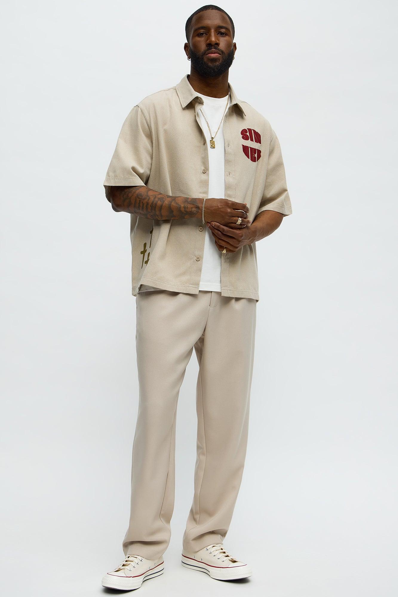 Sinner Cropped Button Up Shirt - Sand Product Image