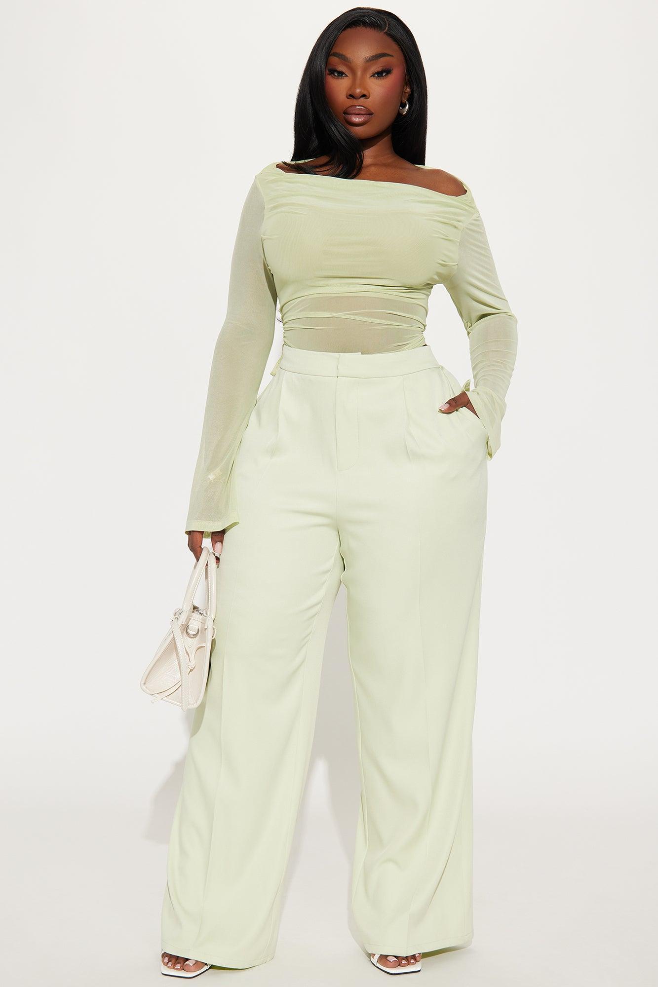Claire Wide Leg Trouser - Mint Product Image