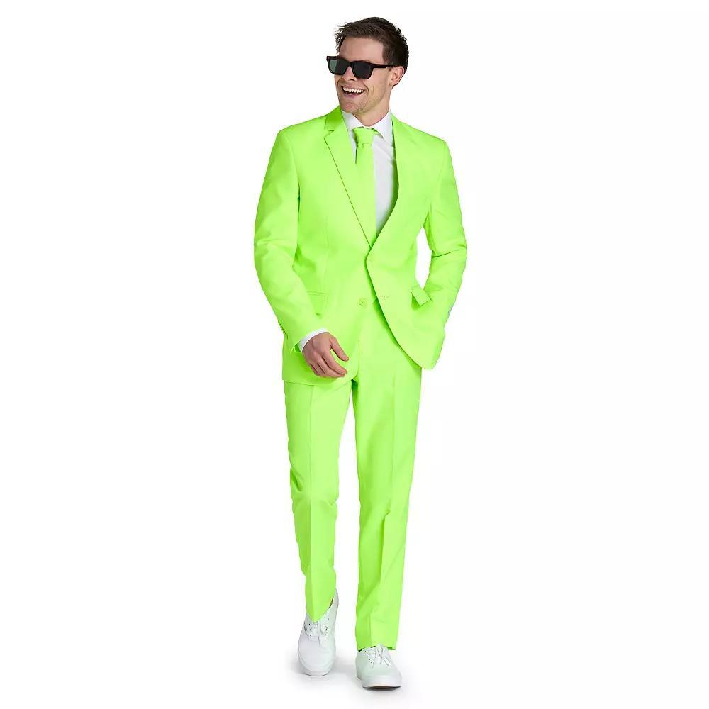 Men's OppoSuits Slim-Fit Solid Suit & Tie Set, Size: 38 - Regular, Neon Green Product Image