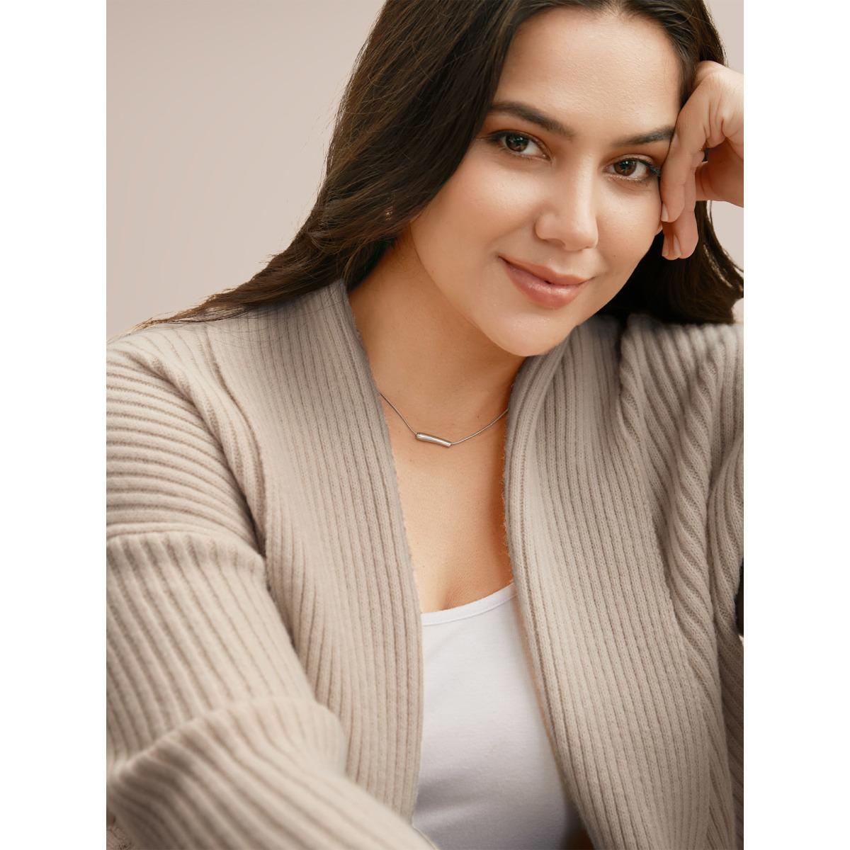Plus Size Airy Cozy Shawl Collar Wool Cardigan Tan Women Casual Loose Long Sleeve Everyday Cardigans BloomChic 26/4X Product Image