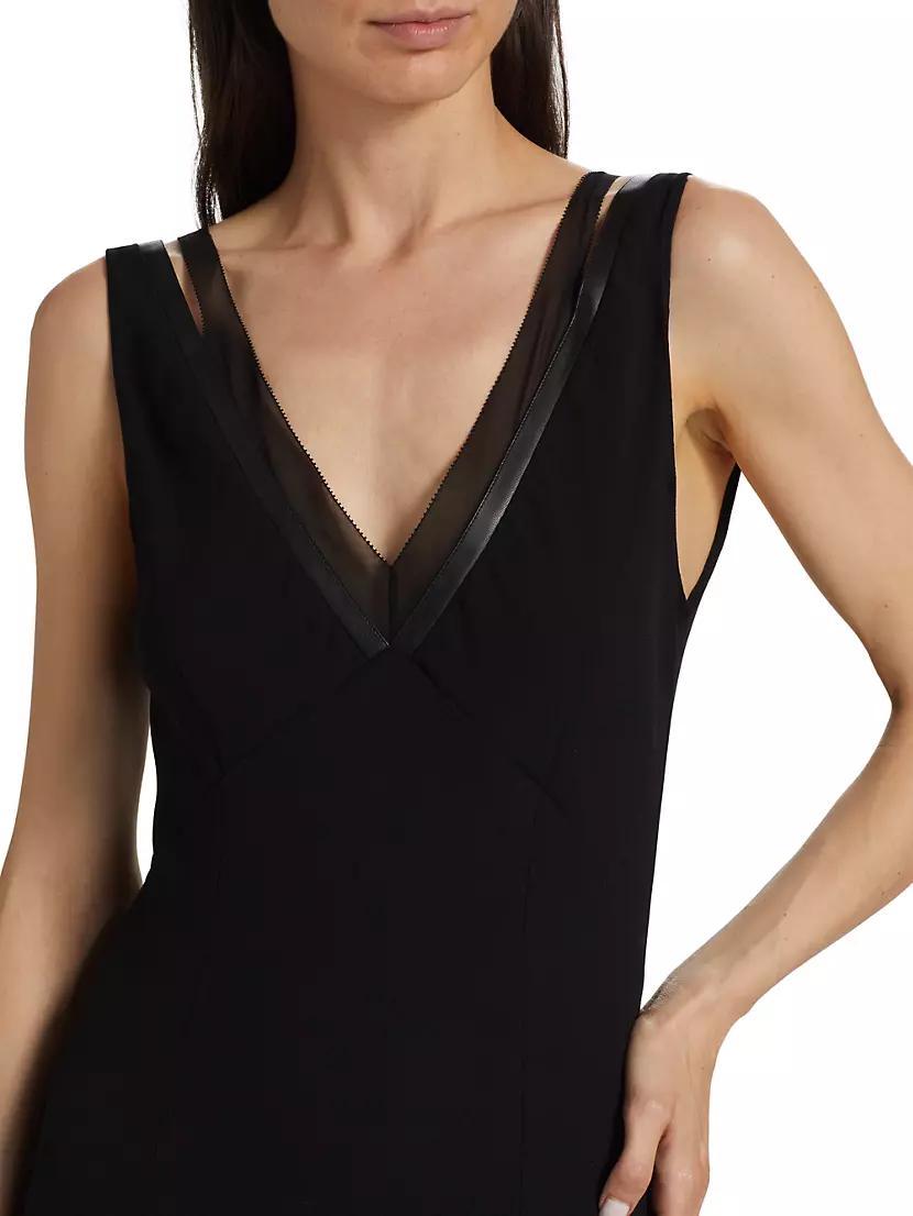 Chiffon Leather-Trim Slipdress Product Image