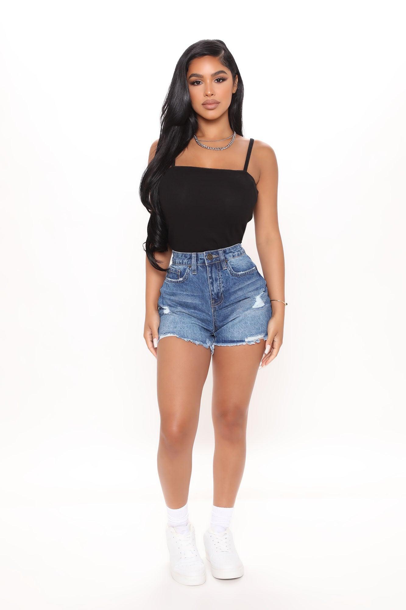 Can't Stop Her Distressed Denim Shorts - Medium Blue Wash Product Image