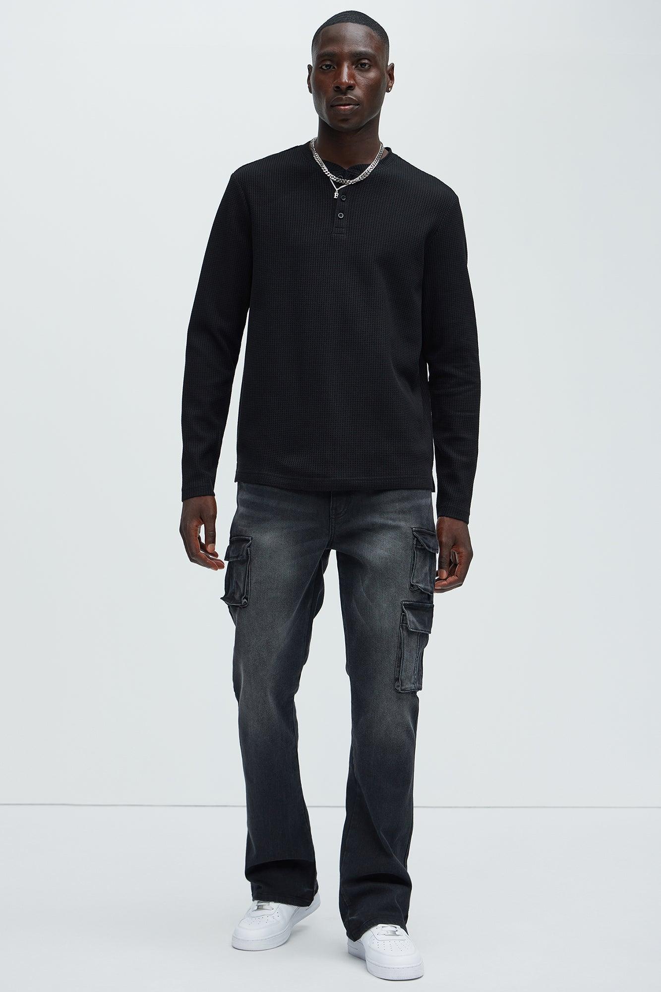 Wesley Long Sleeve Henley - Black Product Image