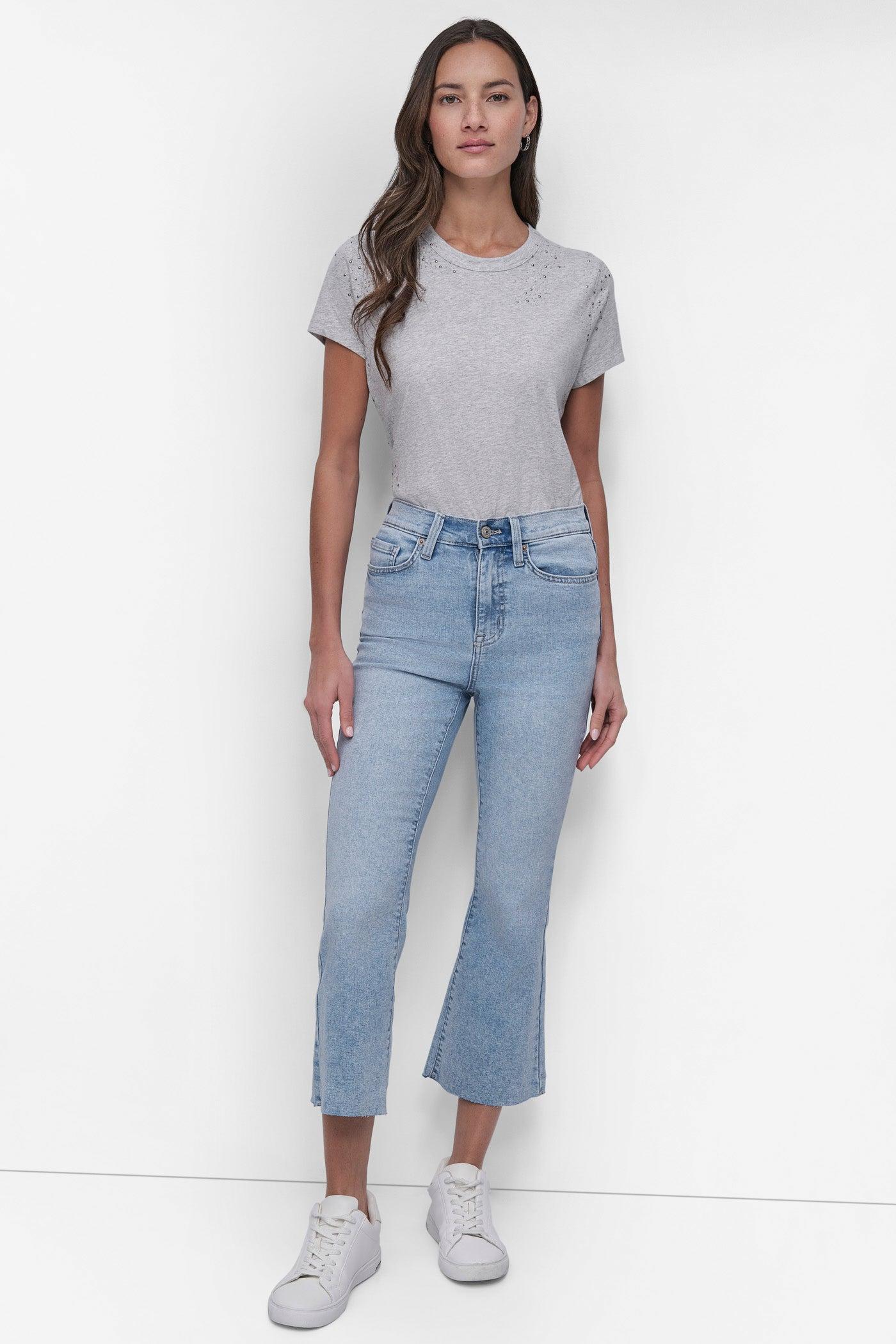HIGH-RISE RAW EDGE FLARE JEAN Product Image