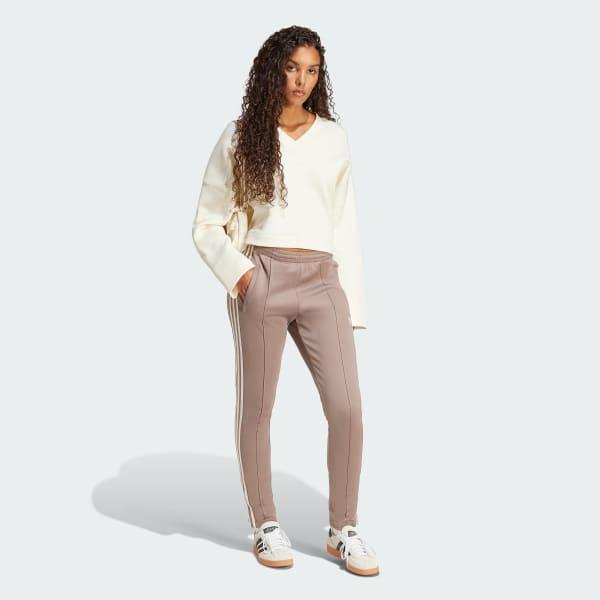 adidas Deep V-Neck Sweatshirt Ash Pearl XL Womens Product Image