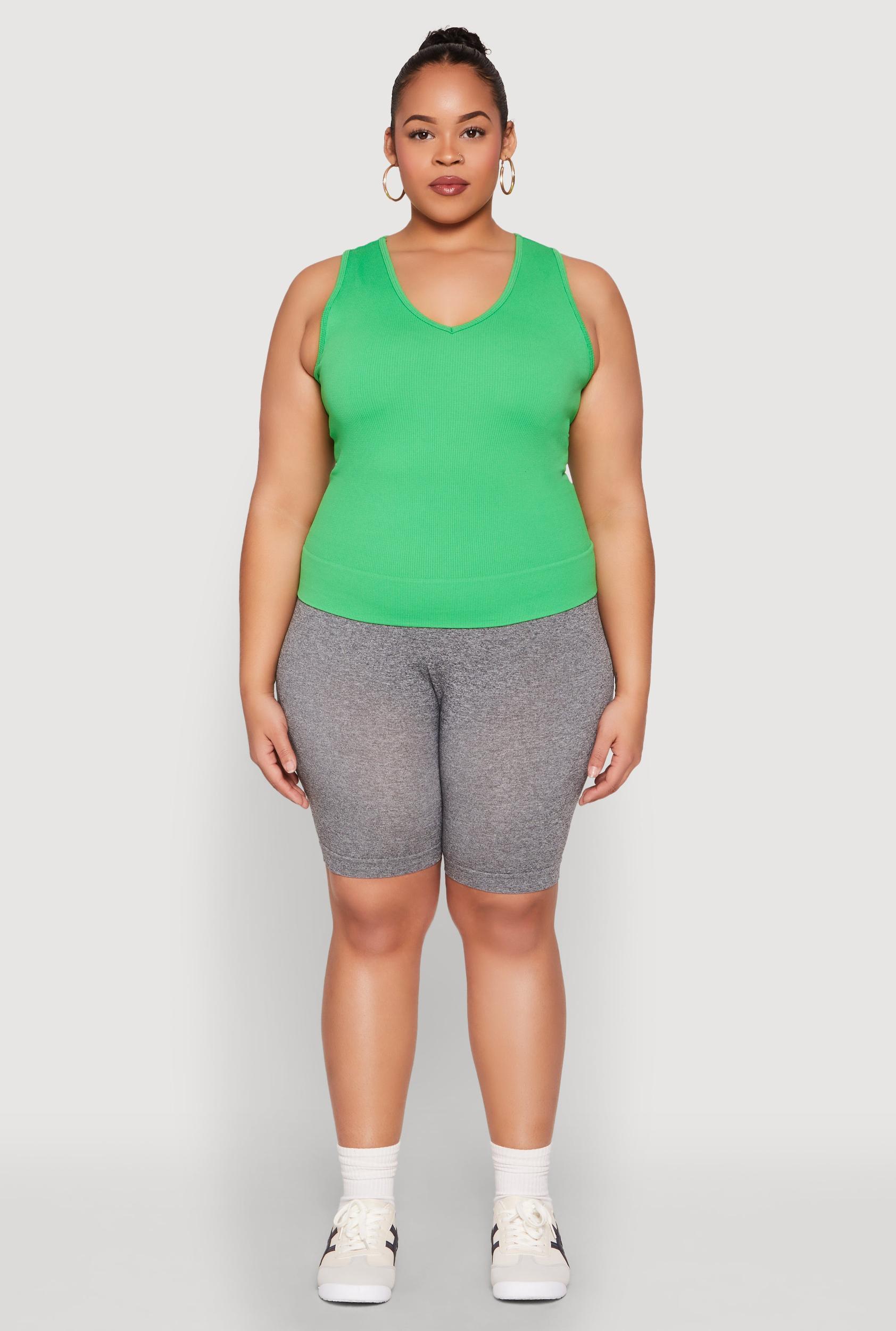 Womens Plus Size Seamless V Neck Rib Knit Top Product Image