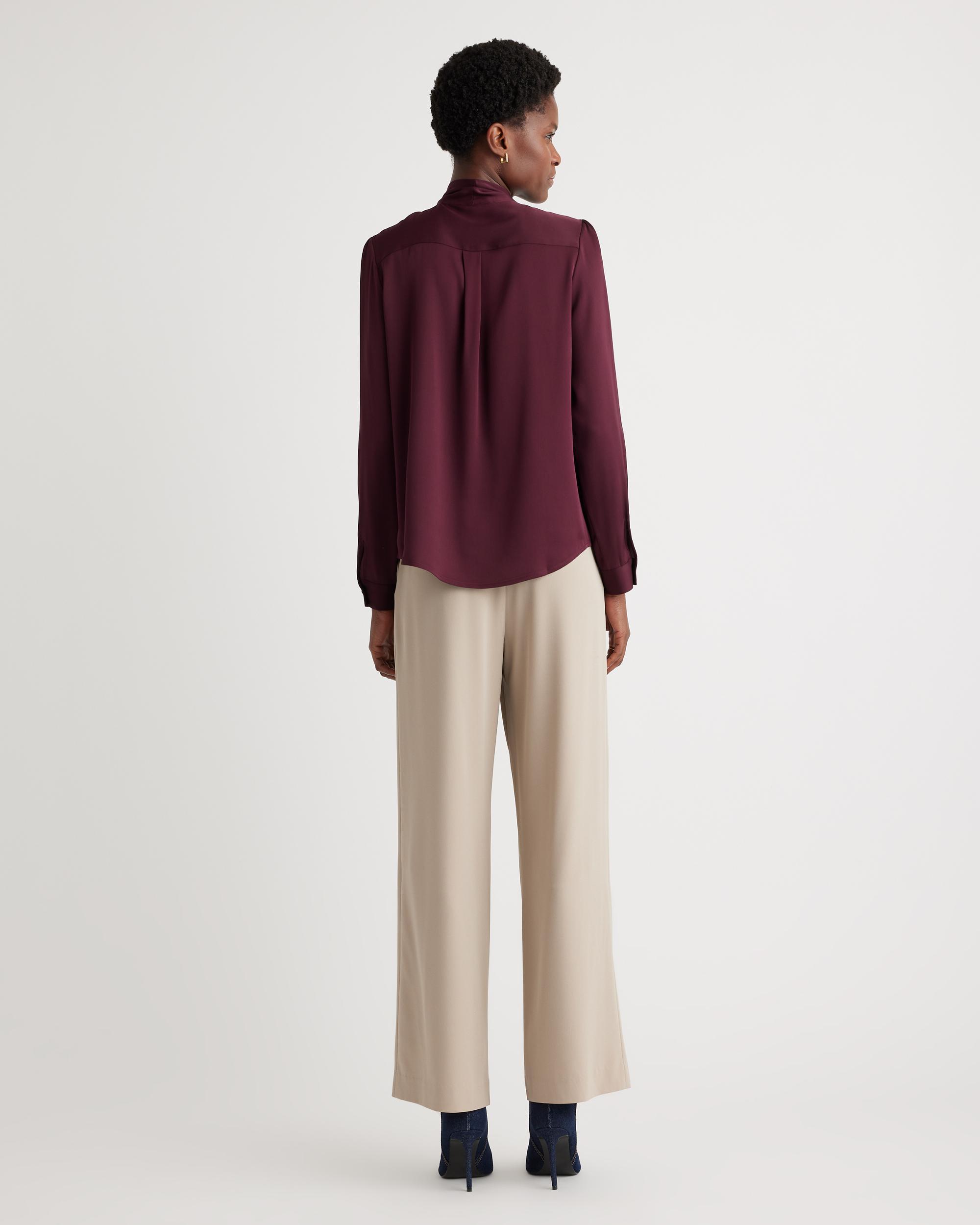 Quince | Women's Washable Stretch Silk Tie Neck Blouse Product Image