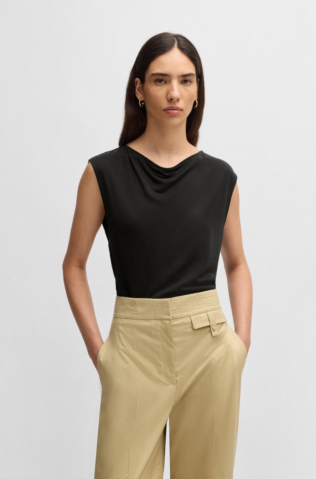 Sleeveless T-shirt with ribbed front Product Image