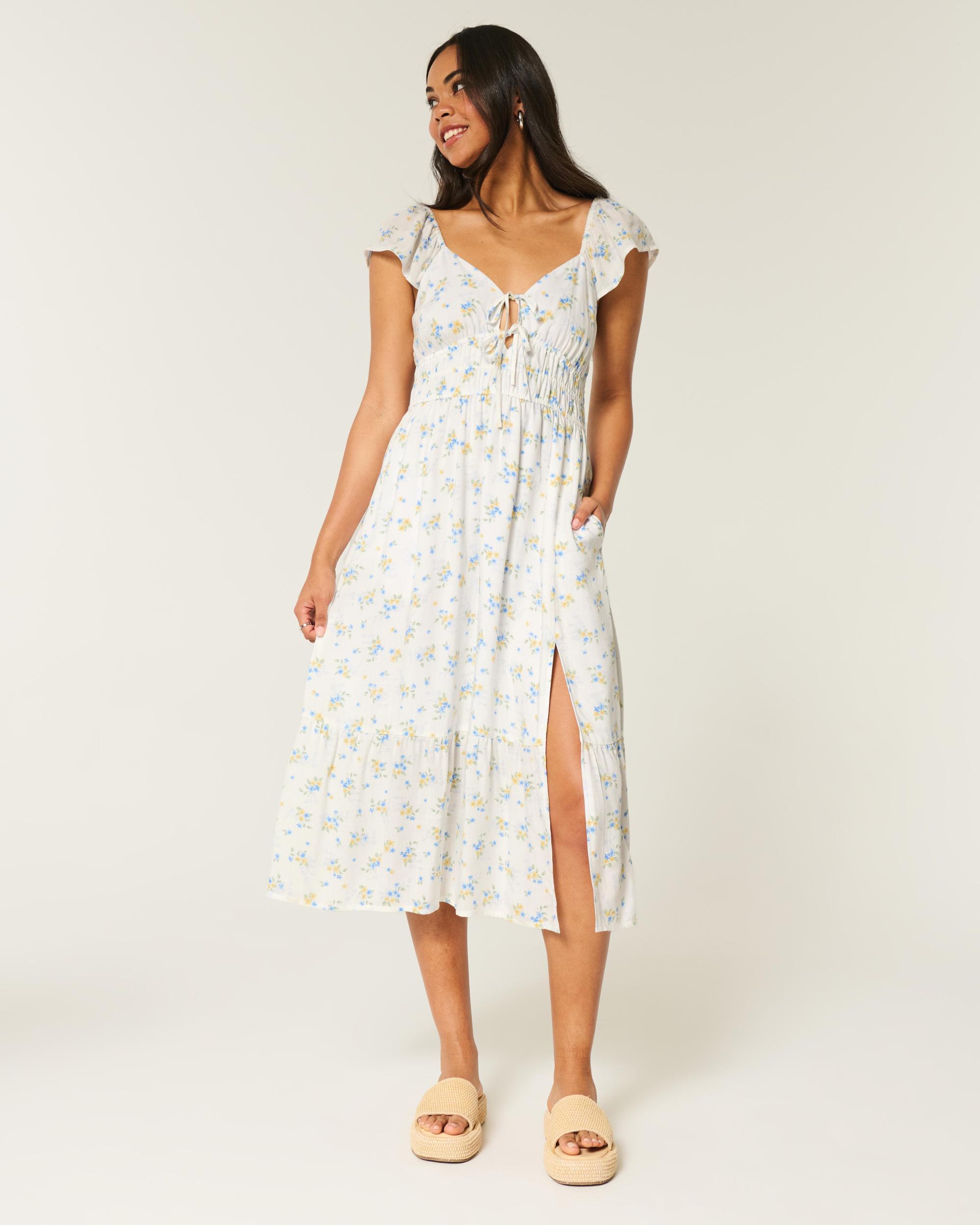 Flutter Sleeve Double-Tie Midi Dress Product Image