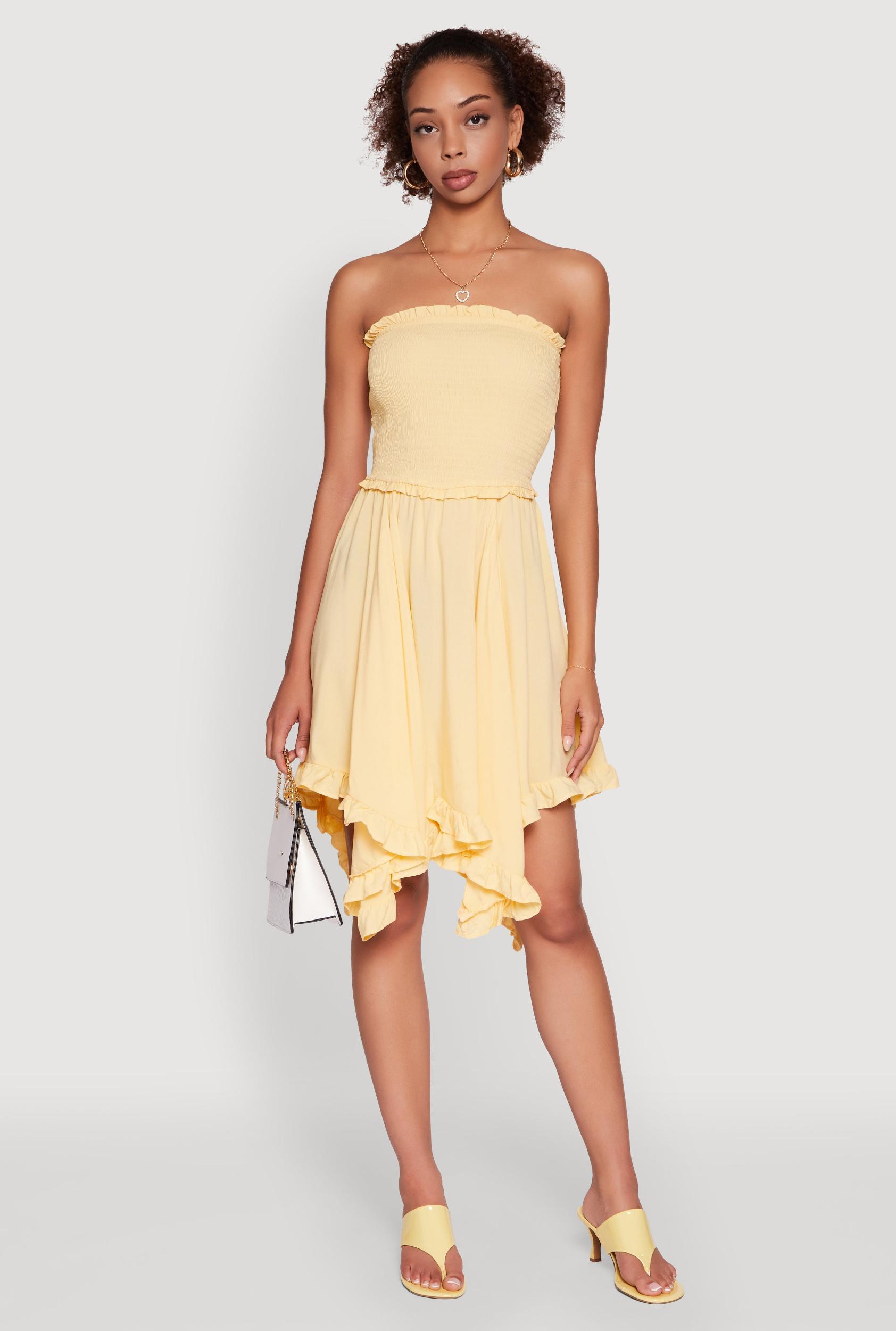 Womens Smocked Handkerchief Hem Tube Dress Product Image