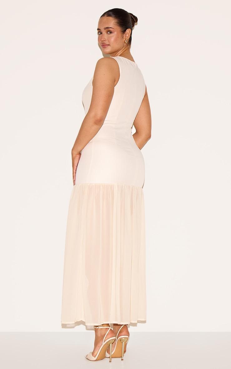 Shape Cream Boat Neck Dropped Waist Maxi Dress Product Image