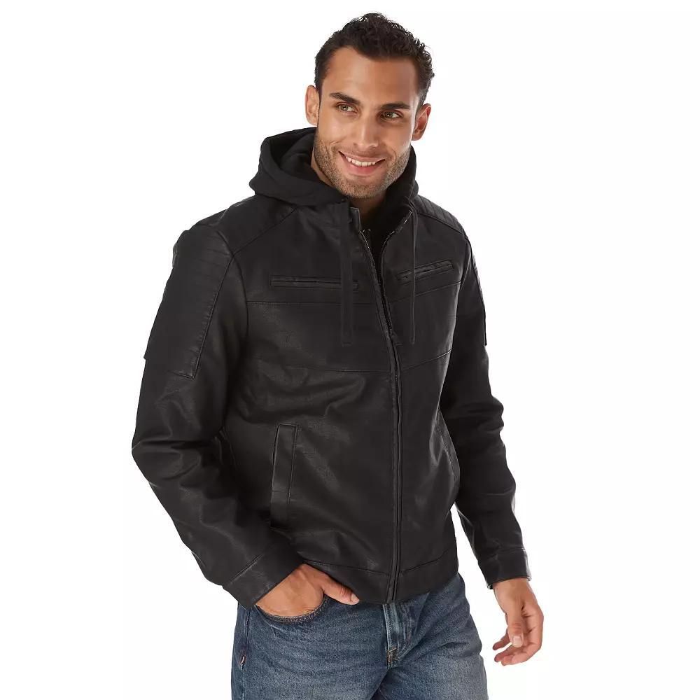 Big & Tall Apt. 9® Faux Leather Moto Jacket, Men's, Size: XXL Tall, Black Product Image