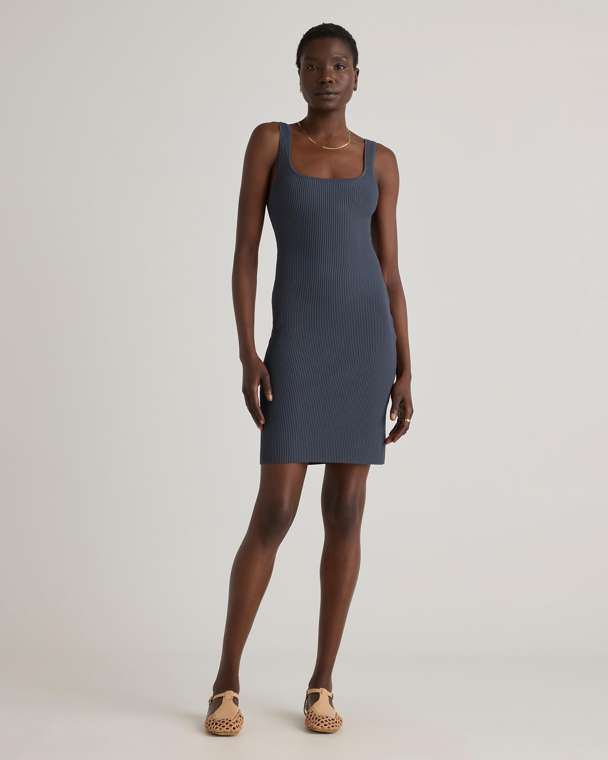 Quince | Women's Square Neck Ribbed Knit Mini Dress Size XS, Recycled nylon/polyester/spandex Product Image