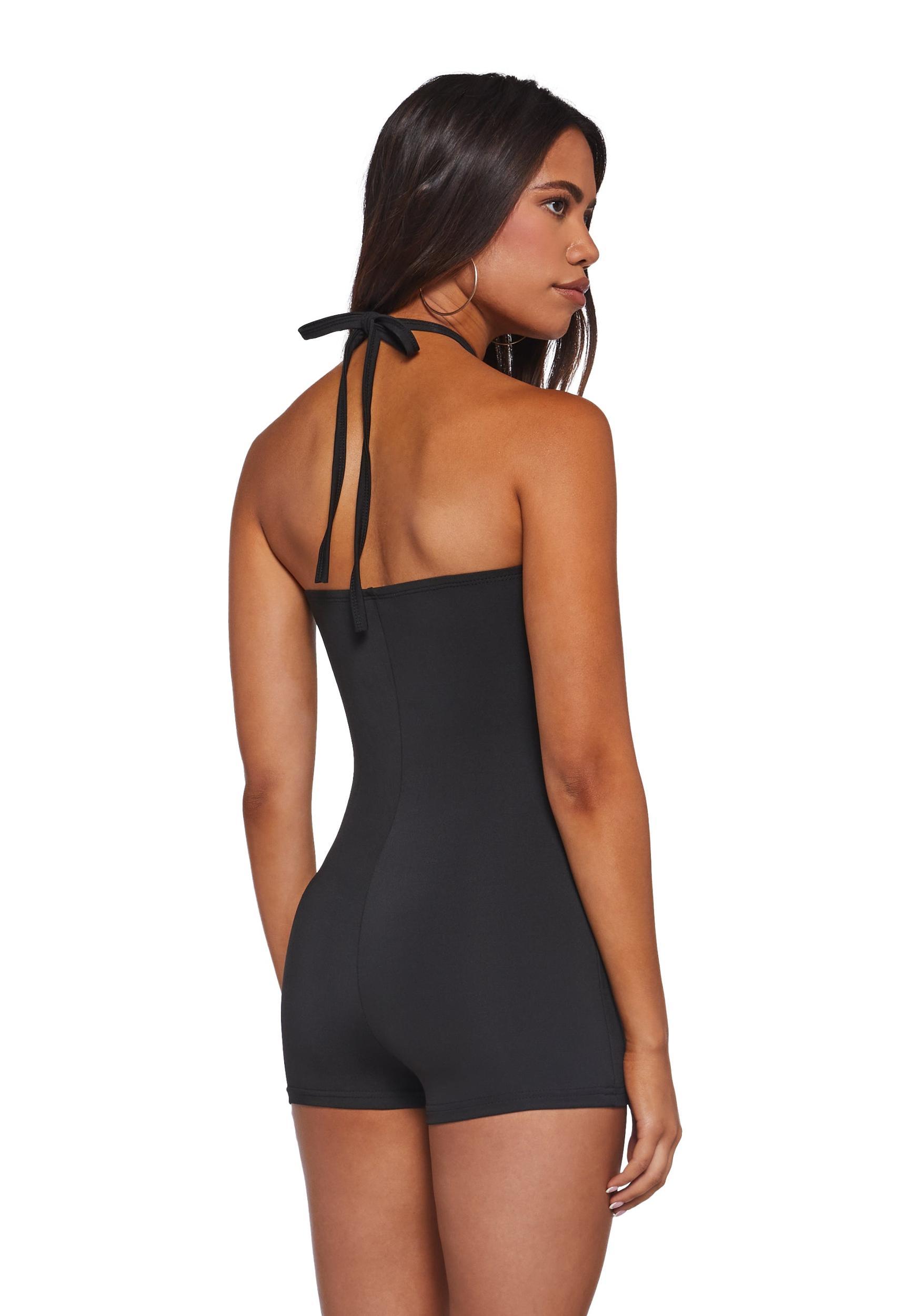 Womens Hardware Halter Cut Out Romper - Black Product Image