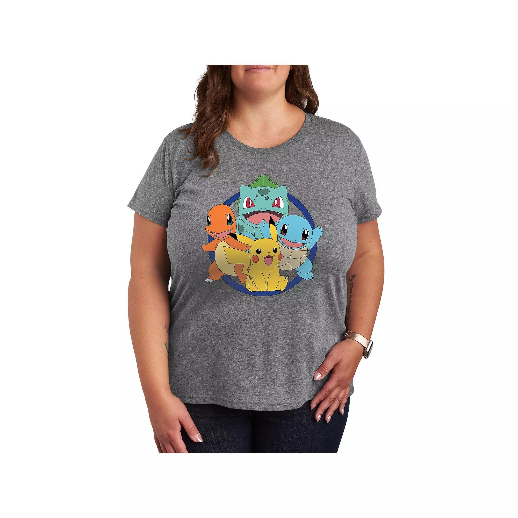 Plus Pokemon Round Group Graphic Tee, Womens Product Image