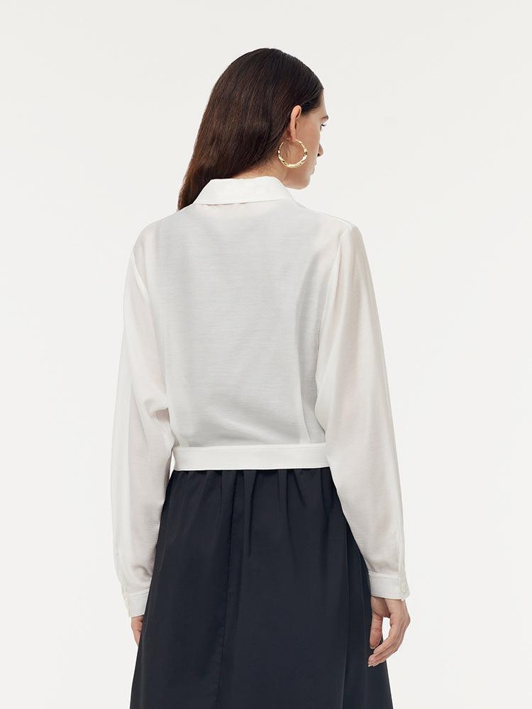 Acetate Loose Fit Single-Breasted Women Shirt Product Image