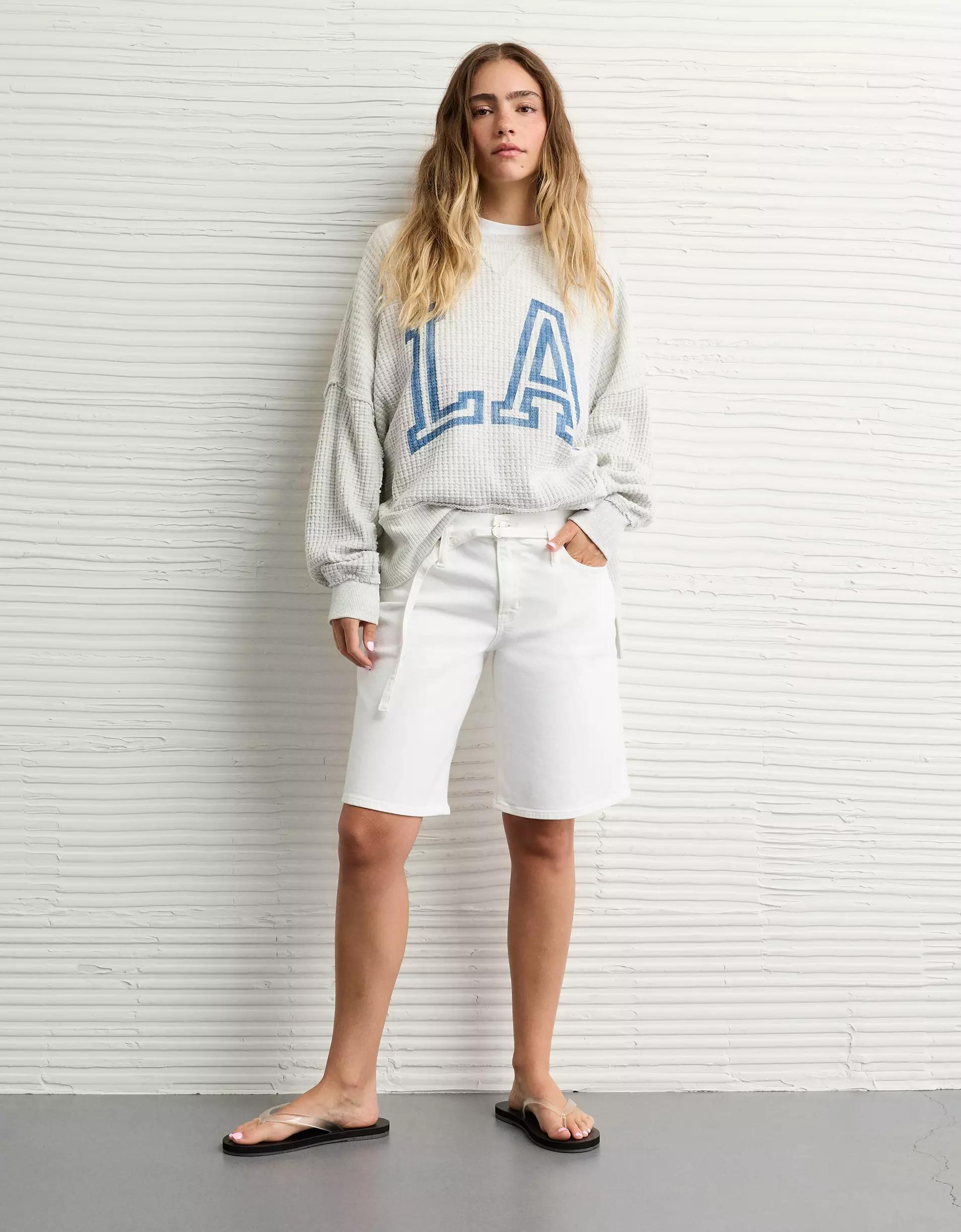 AE Big Hug Crew Neck Waffle Sweatshirt Product Image