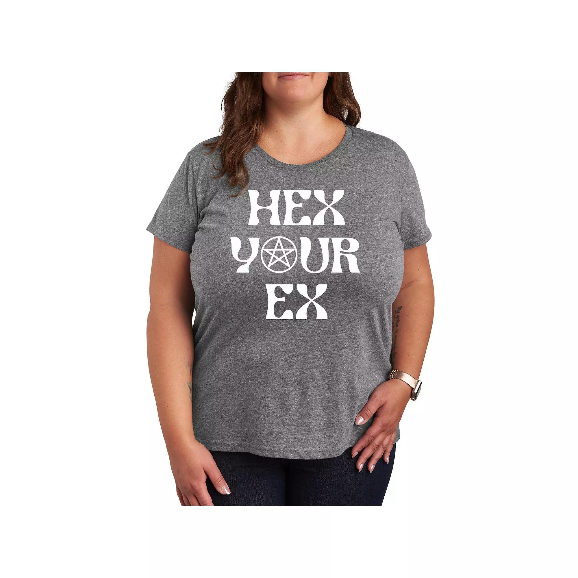 Plus Size Hex Your Ex Graphic Tee, Womens Grey Green Product Image