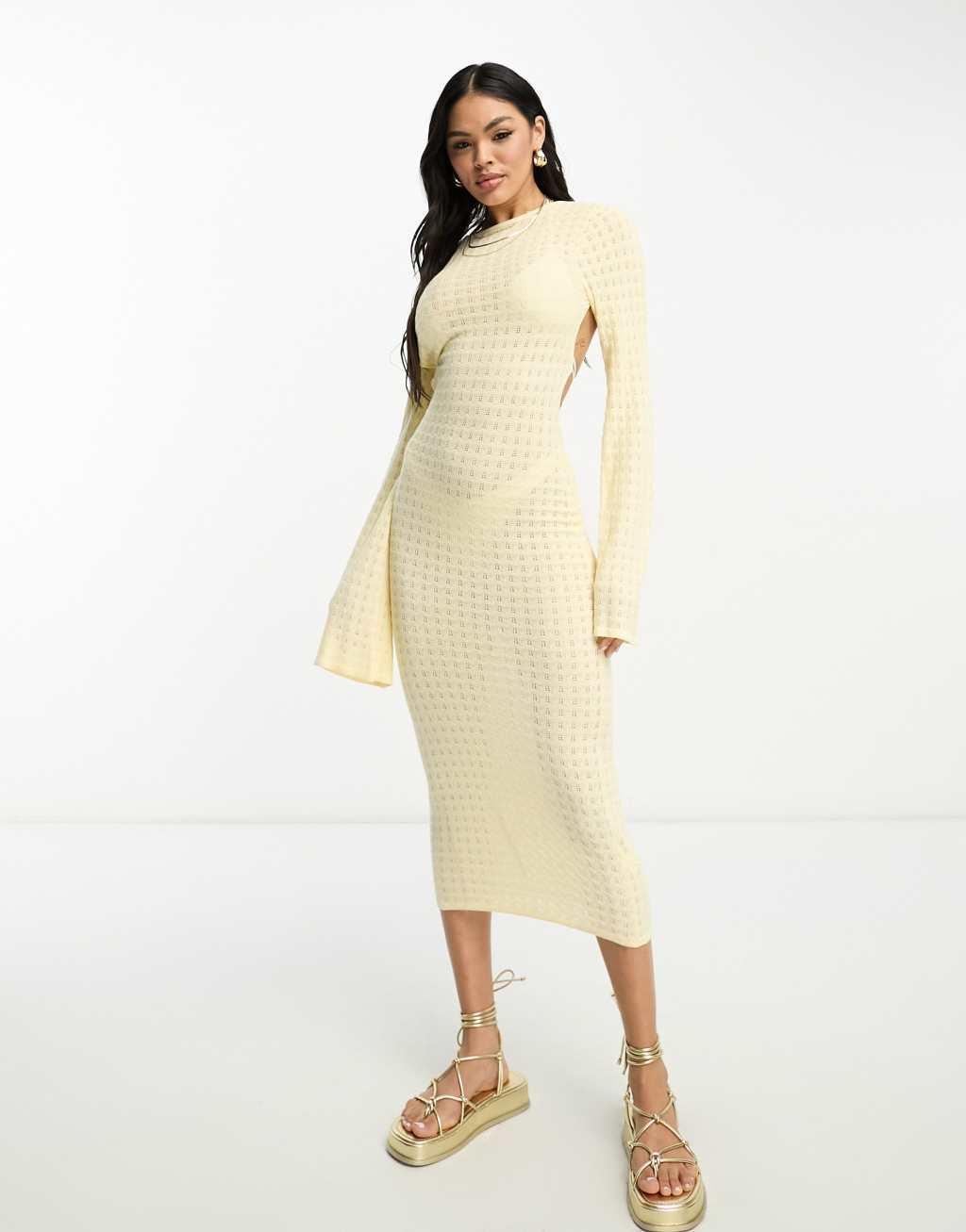 4th & Reckless costella crochet knit midaxi summer dress Product Image