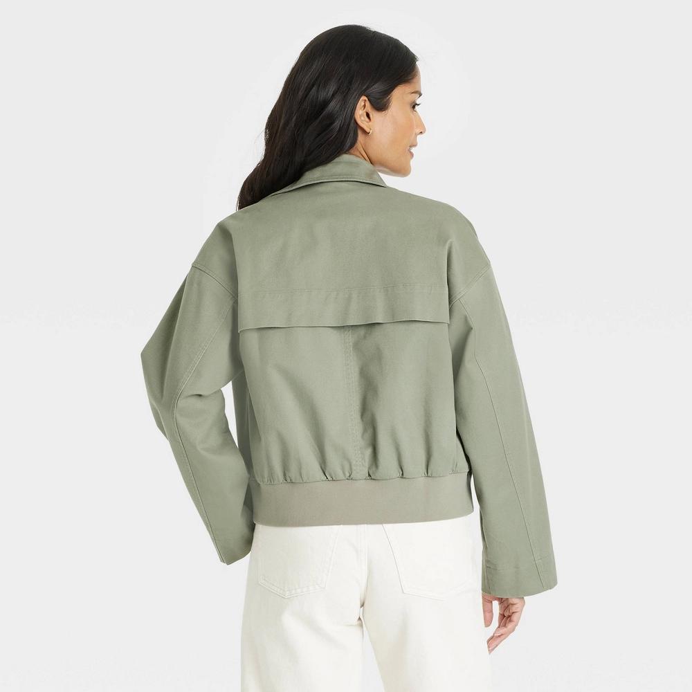 Womens Long Sleeve Trench Coat - Universal Thread Olive XL: Heavyweight Twill, Drawstring Waist, Button Closure Product Image