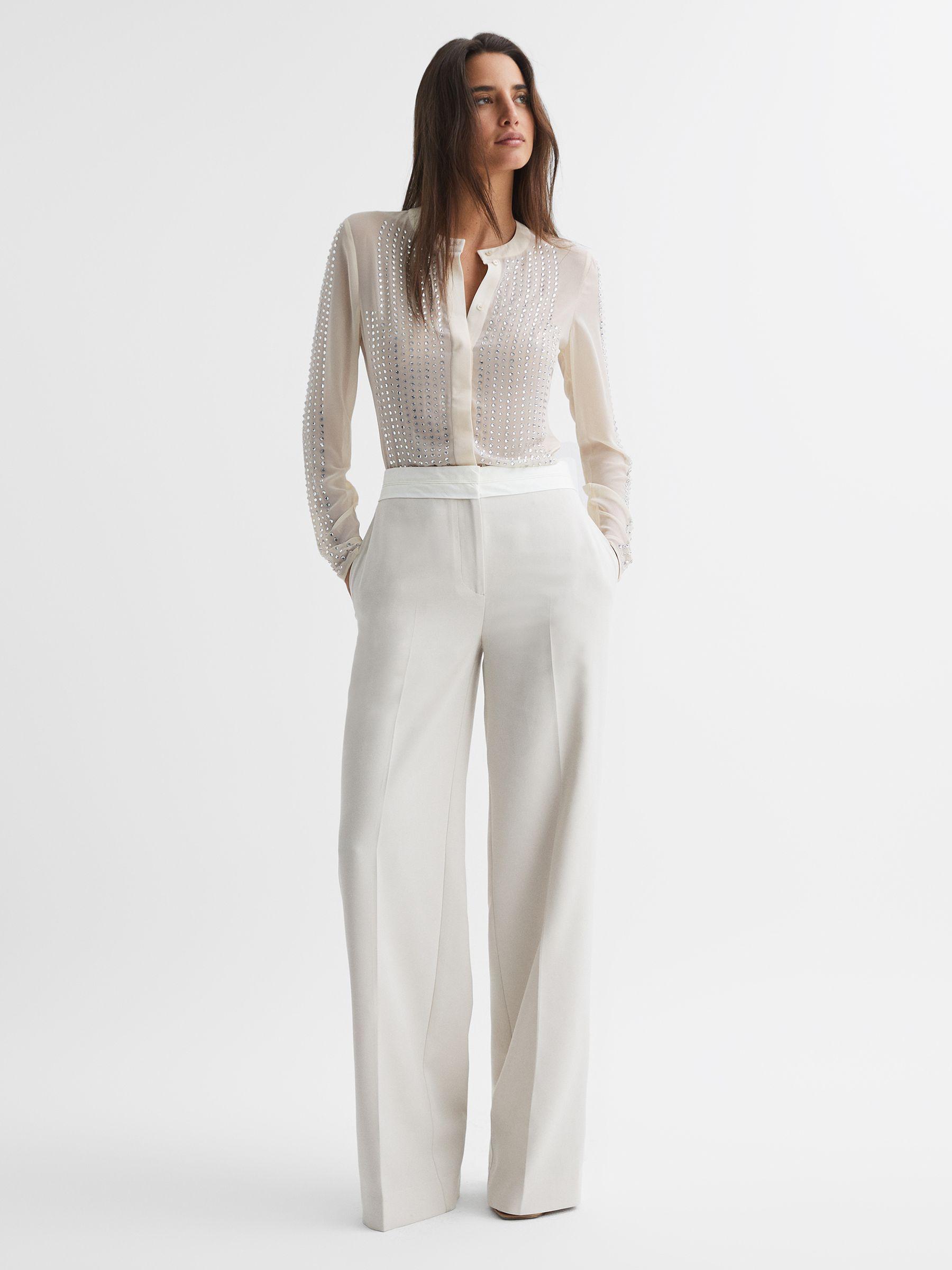 Fitted Embellished Shirt in Cream Product Image
