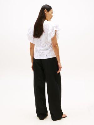 Embroidered Eyelet Ruffle-Sleeve Top Product Image