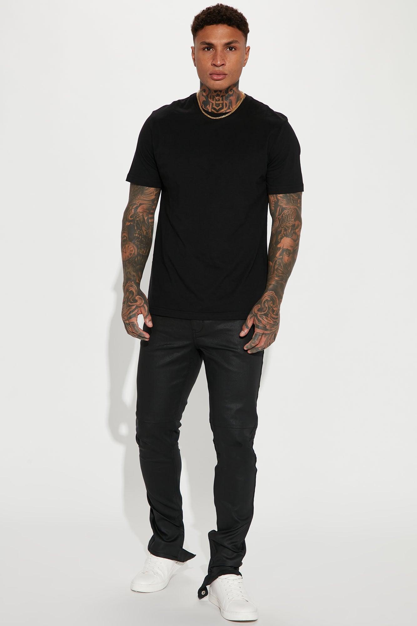 On The Line Waxed Stacked Skinny Jeans - Black Product Image