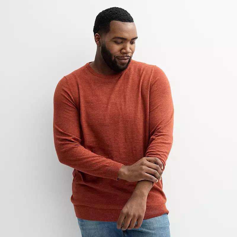 Big & Tall Sonoma Goods For Life® Crewneck Sweater, Men's, Size: Large Tall, Gray Black Grey Product Image