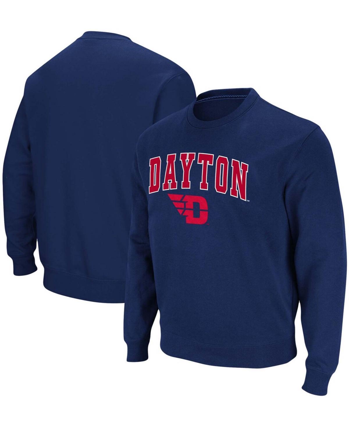 Men's Colosseum Navy Dayton Flyers Arch & Logo Tackle Twill Pullover Sweatshirt, Size: 3XL, Day Blue Product Image