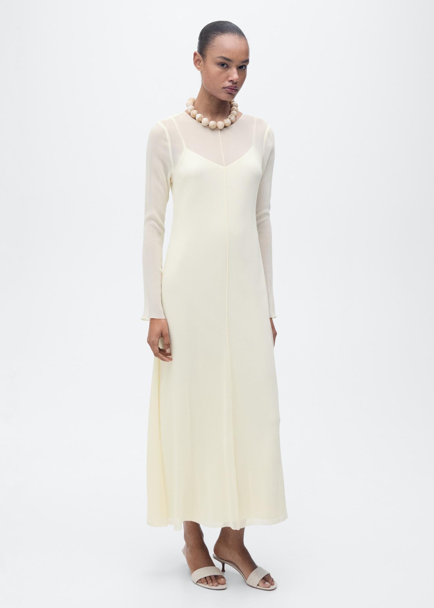 Semi-transparent combination dress - Women | MANGO USA Product Image