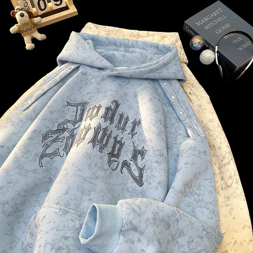 Lettering Print Studded Hoodie Product Image