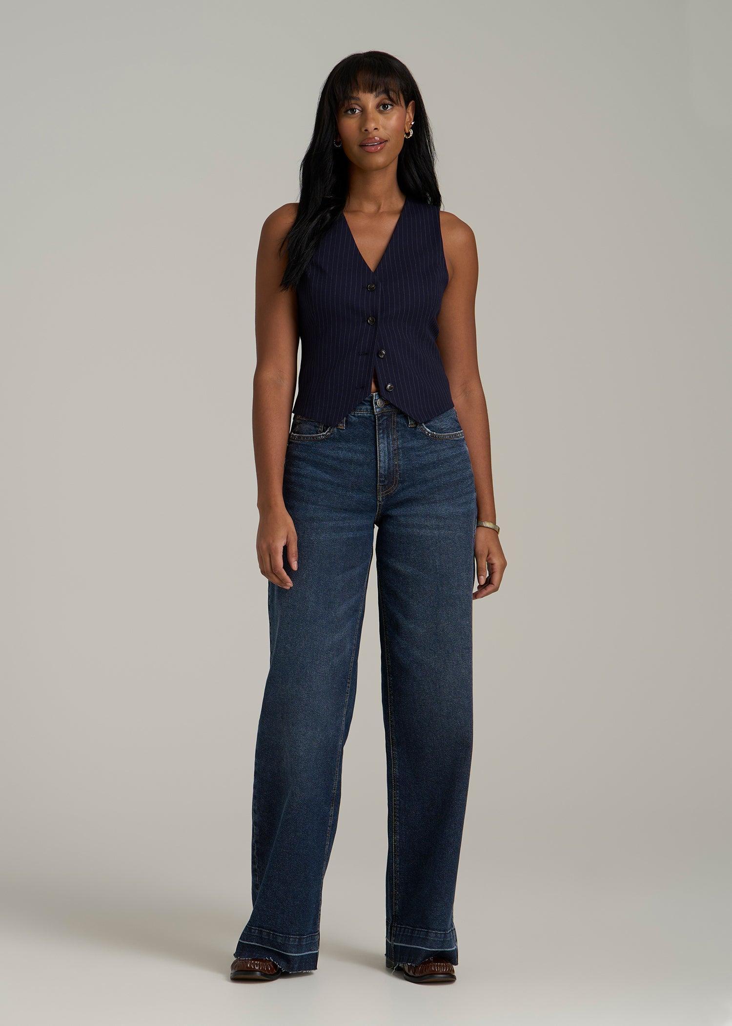 Luna High Rise Wide Leg Tall Jeans for Women in Faded Dark Indigo Product Image