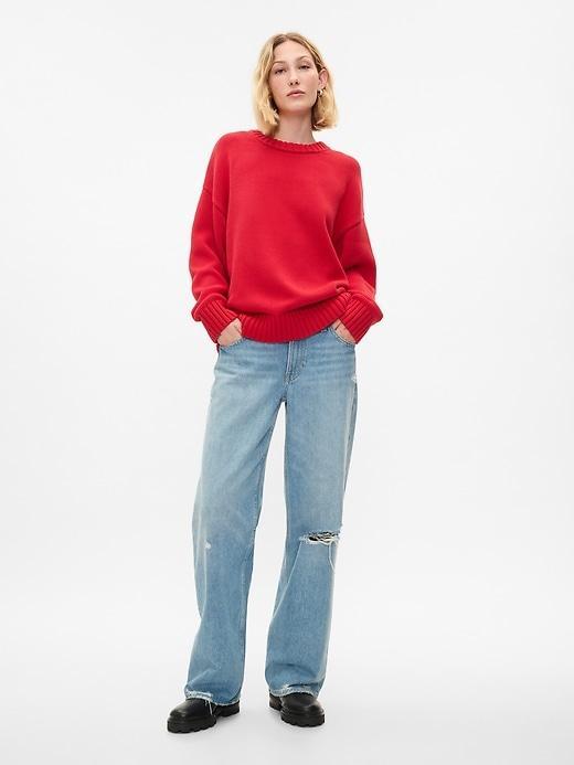 100% Cotton Oversized Boyfriend Sweater Product Image