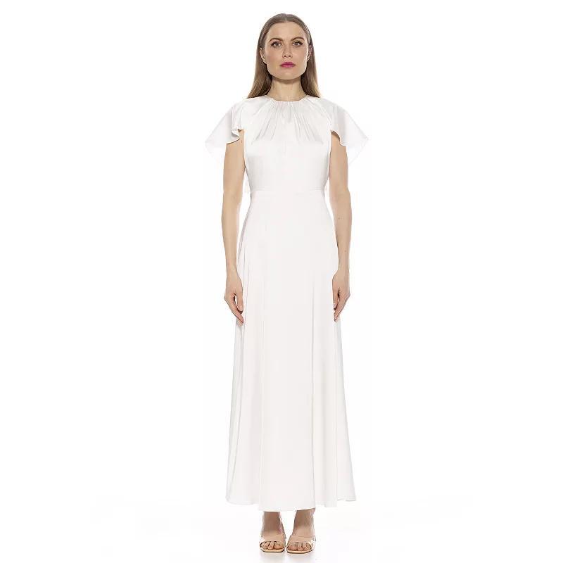 Women's ALEXIA ADMOR Danica Crewneck Flutter Cap Sleeve Dress, Size: 8, Ivory Product Image