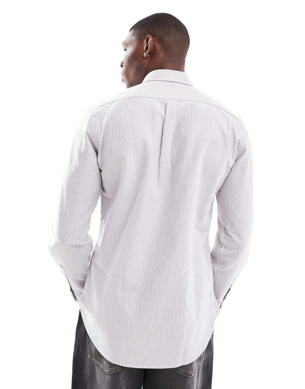 Scalpers New Oxford Shirt In Burgundy Stripes  Product Image