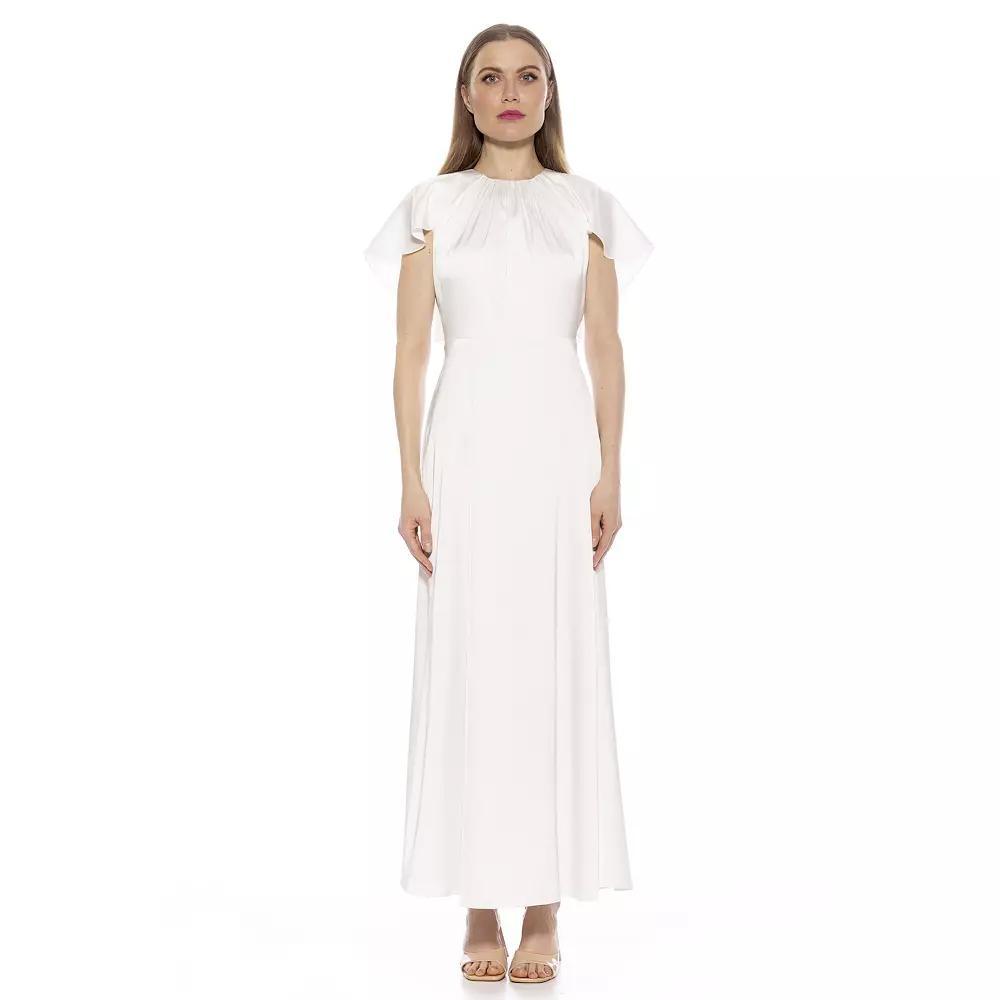 Women's ALEXIA ADMOR Danica Crewneck Flutter Cap Sleeve Dress, Size: 8, Ivory Product Image