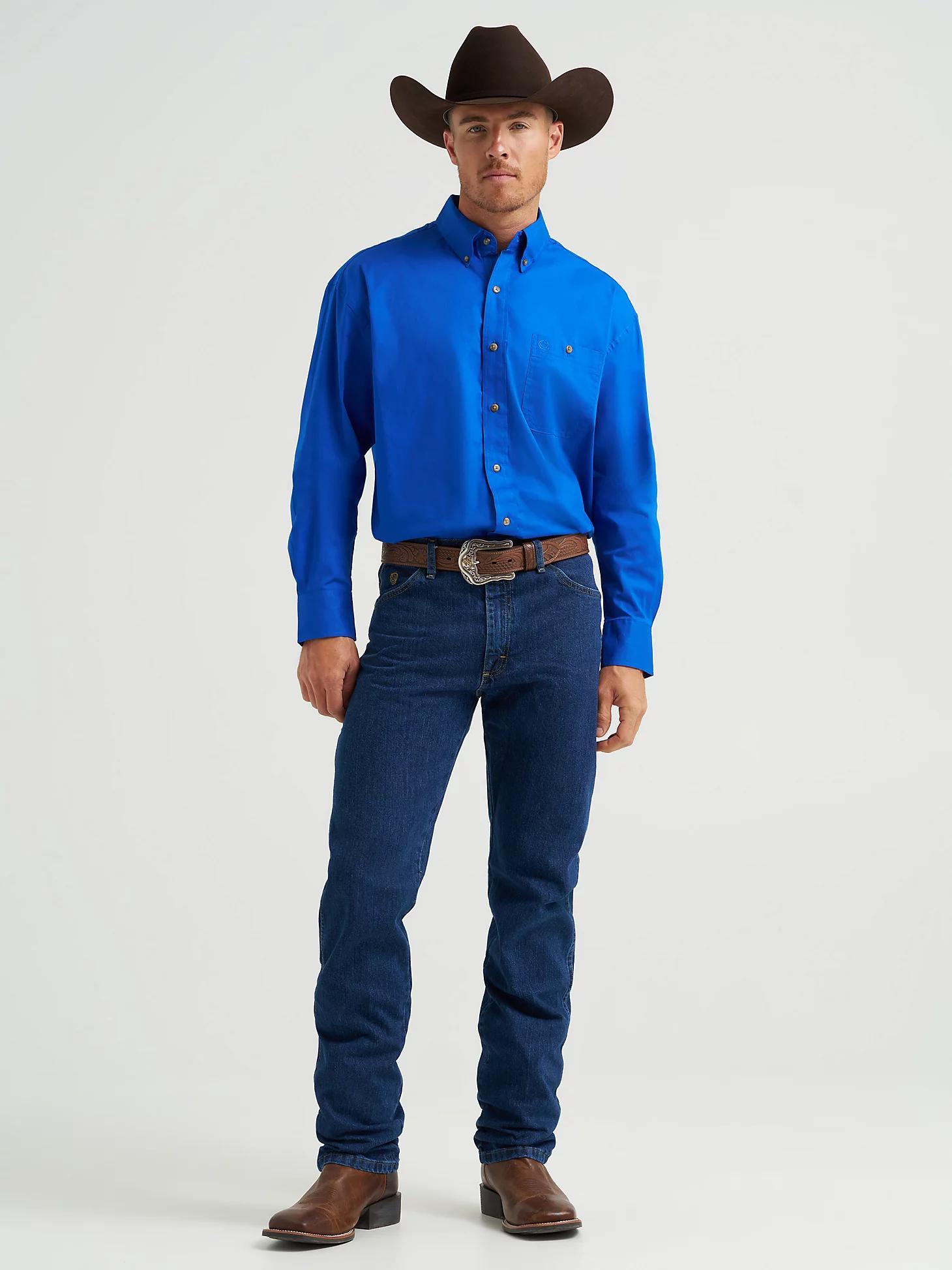 Men's George Strait & Wrangler® National Patriot™ Button Down Solid Shirt | Men's SHIRTS | Wrangler® Product Image