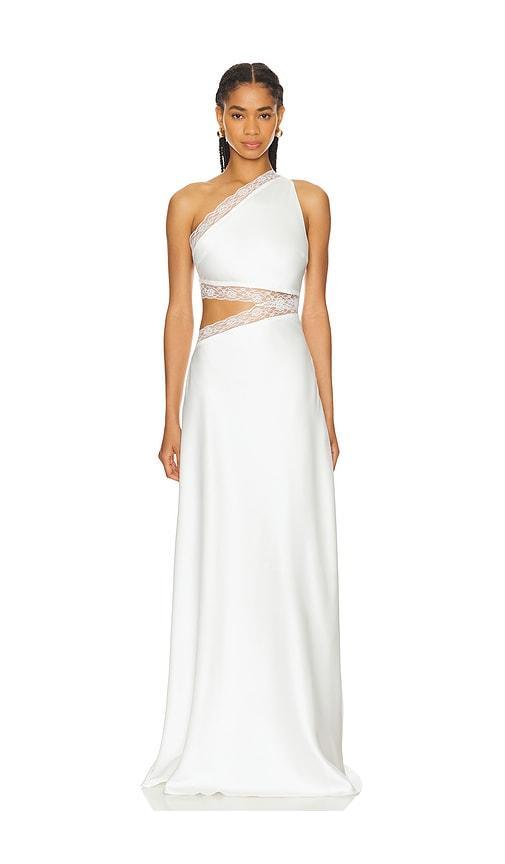 Jillian Asymmetric Lace Gown MISHA Product Image