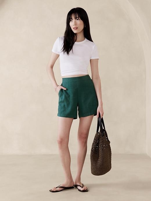 Linen-Blend Pull-On Short Product Image