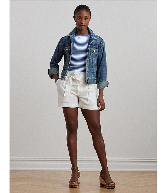 Lauren Ralph Lauren Knit Striped Crew Neck Short Sleeve Tee Shirt Product Image