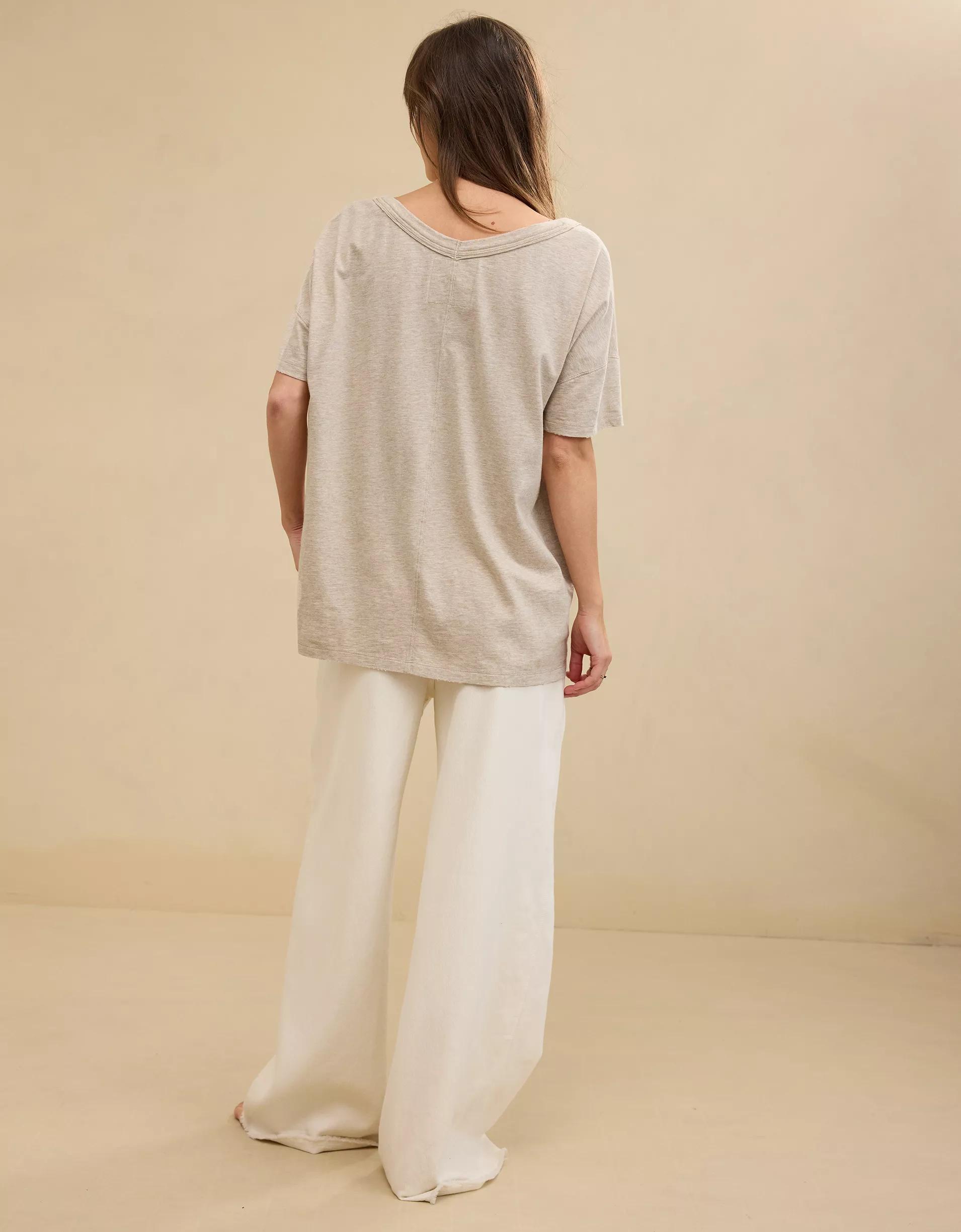 Aerie Oversized V-Neck Boyfriend T-Shirt Product Image