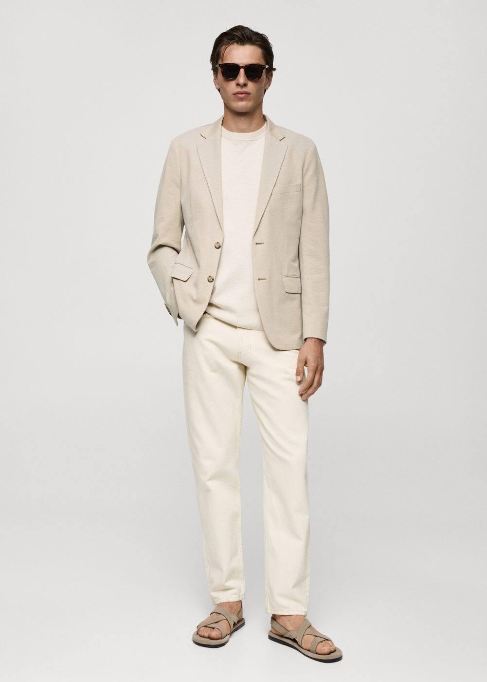 Structured slim fit cotton blazer - Men | MANGO USA Product Image