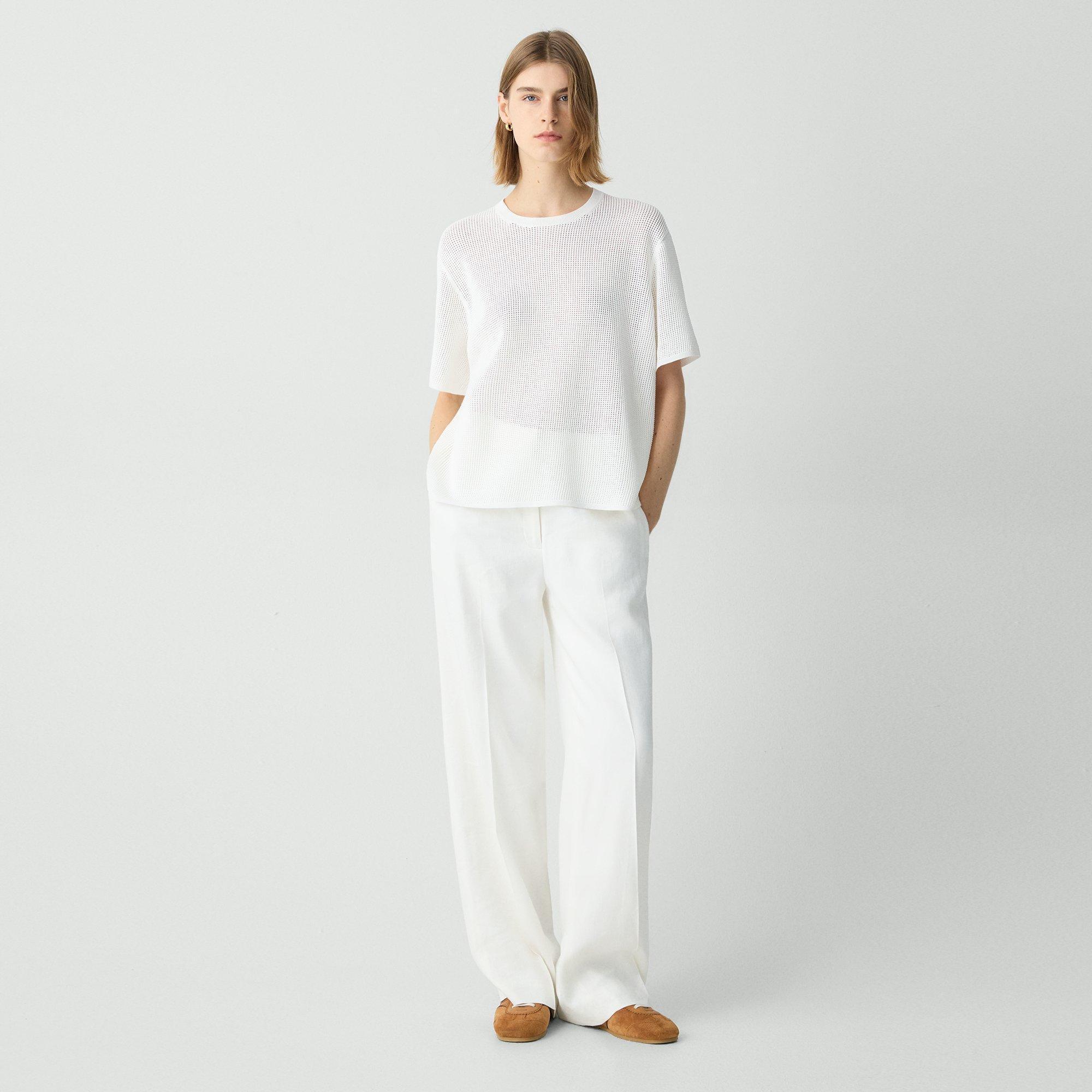 Crepe Knit Pointelle Tee | Theory   Product Image