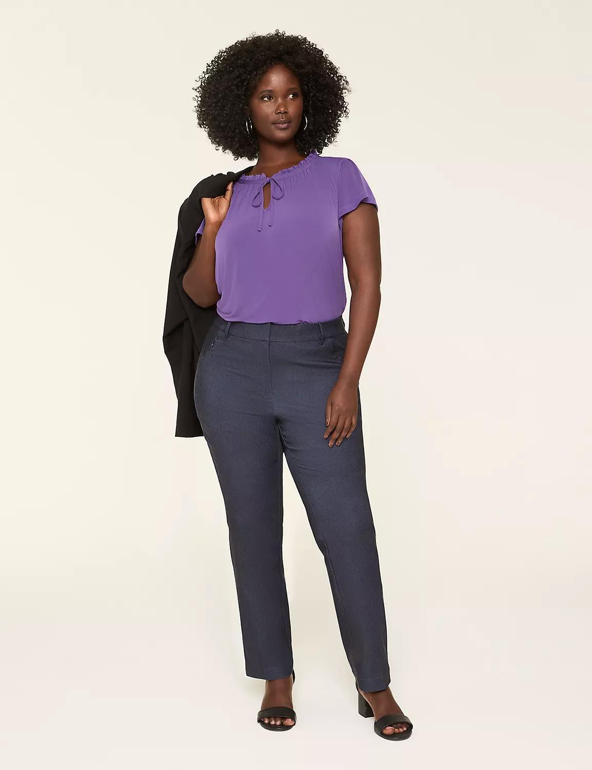 Flutter-Sleeve Notch-Neck Top Product Image