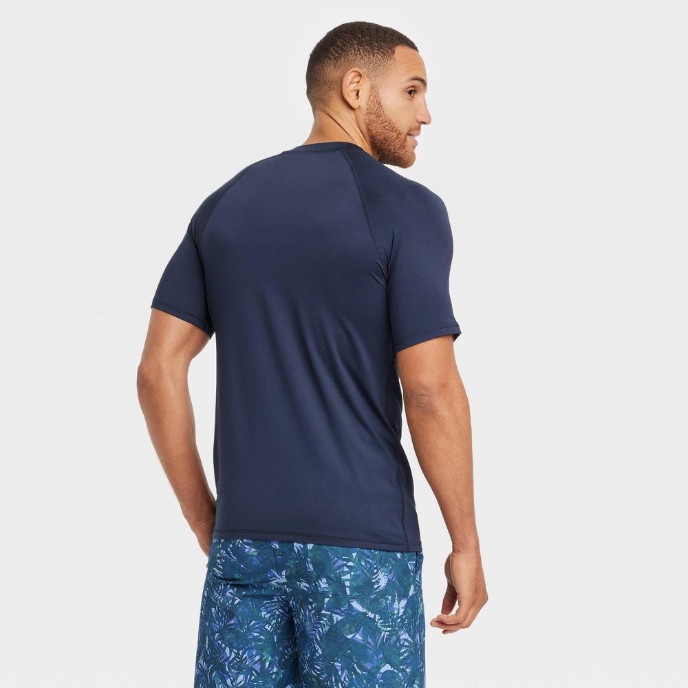 Men's Big & Tall Short Sleeve Rash Guard Swim Shirt - Goodfellow & Co™ Blue MT: UPF 50+ Fit Product Image
