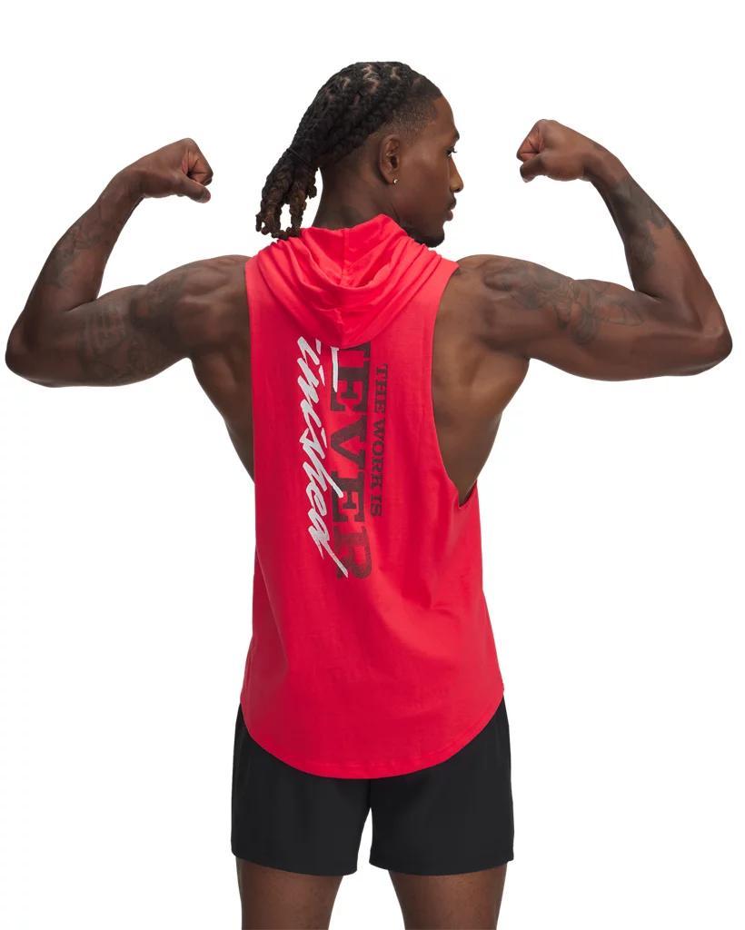 Men's Under Armour Project Rock Sleeveless Hoodie, Size: Large, Lava Red Product Image
